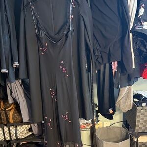 Betsey Johnson Black Dress with Pink Floral Details